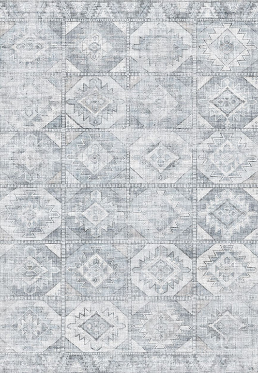 Toucan - 5' X 7' Washable Non - Slip Area Rug - Silver