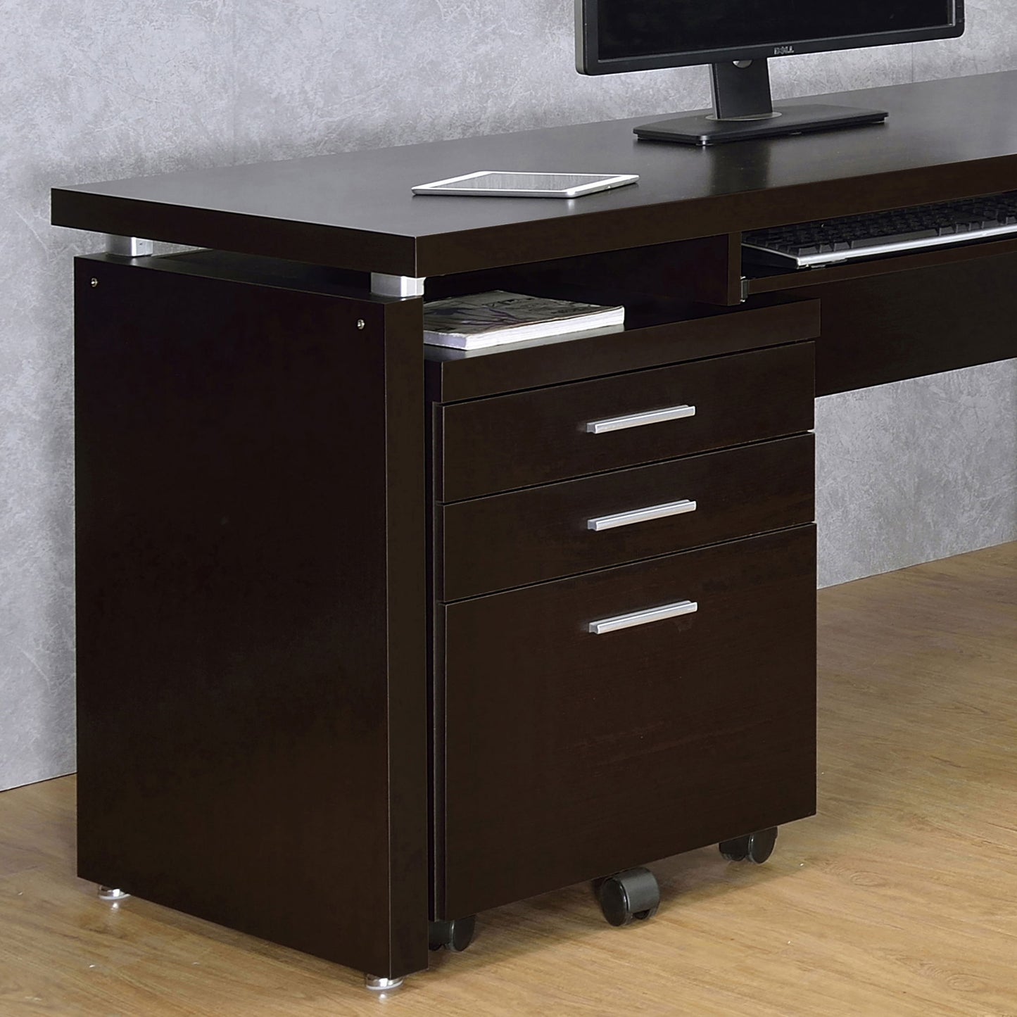 3 Drawer File Cabinetб Compact Office Storage For Home - Brown