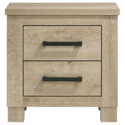 Oakglen - 2-Drawer Nightstand Bedside Table - Weathered Oak
