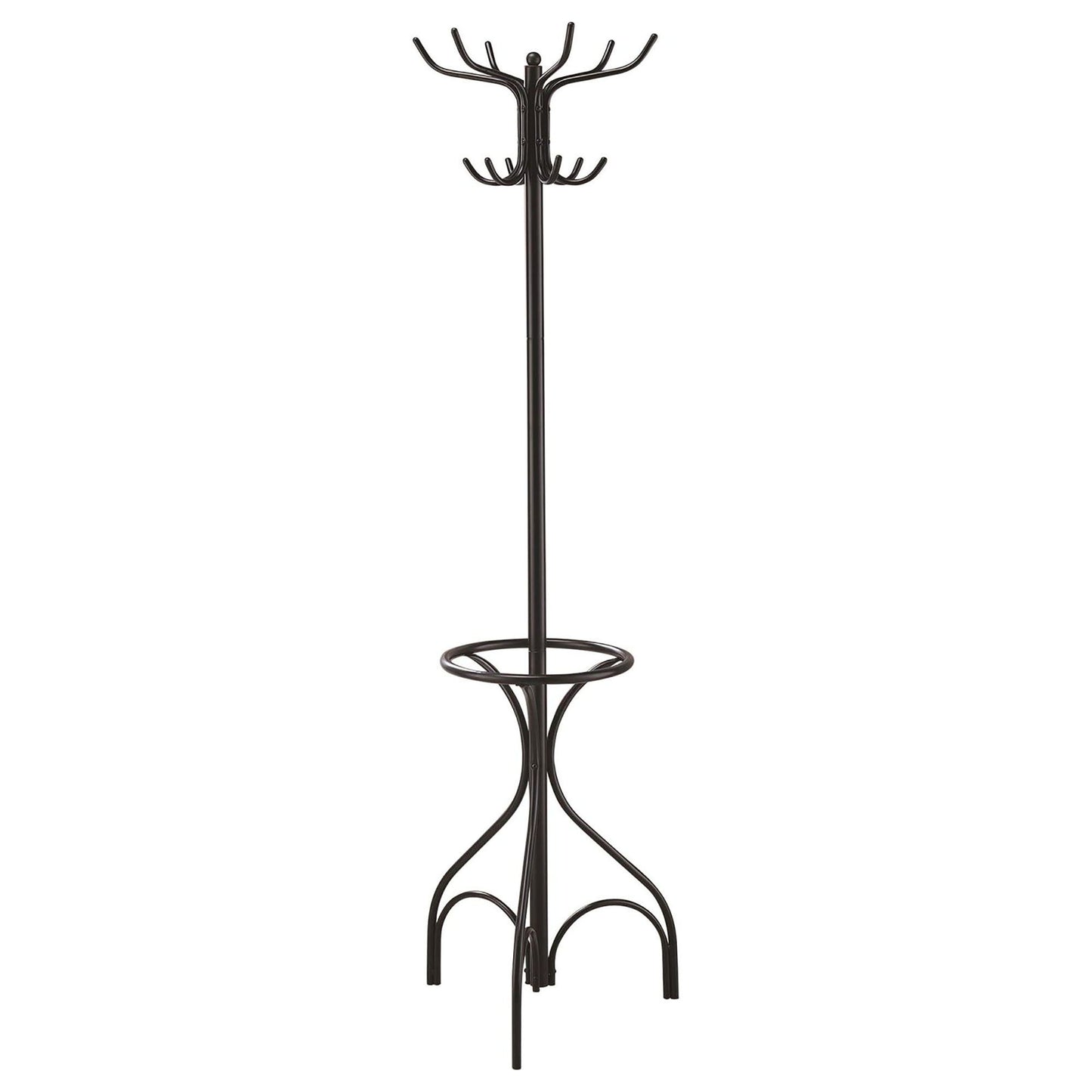 12 Hook Coat Rack With Umbrella Holder - Black