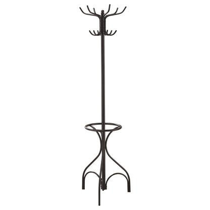 12 Hook Coat Rack With Umbrella Holder - Black