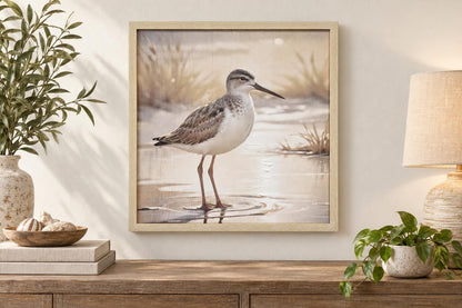 Shallows Reverie I - 20 X 20 - Hand-Embellished Canvas In Frame - Beige