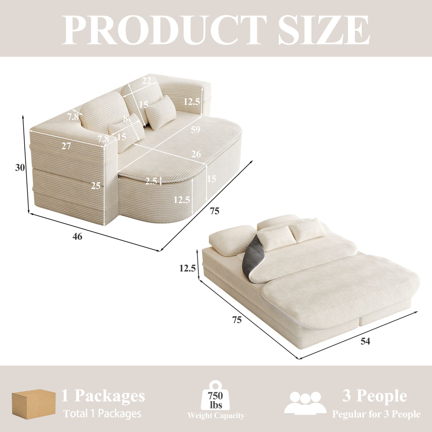 2 In 1 Foldable Sofa Bed With Multi Functional Blanket