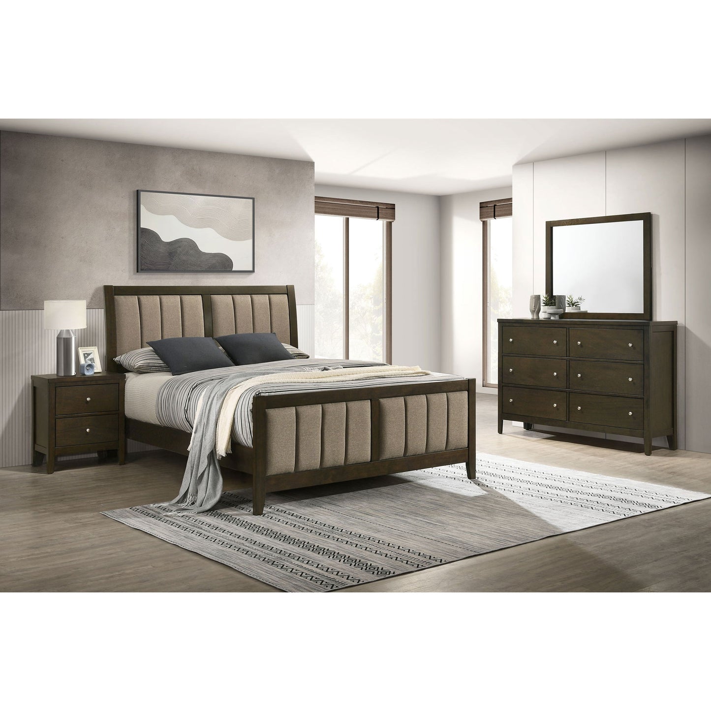 Clement - 4 Piece Queen Bedroom Set With Tufted Headboard - Dark Coffee