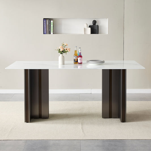 Rectangular Dining Table - Gray / White