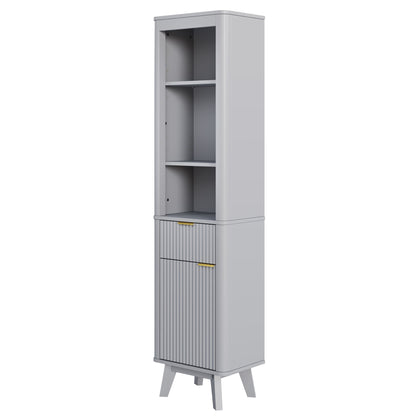 Tall Bathroom Storage Cabinet With Adjustable Shelves And 1 Drawer & Door