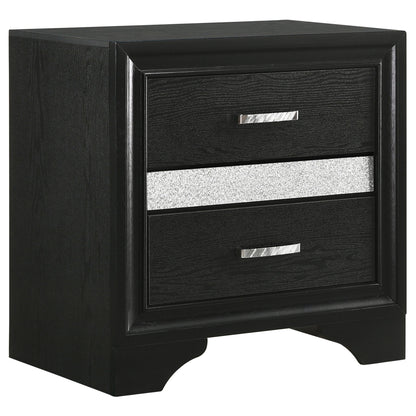 Transitional 2 Drawer Nightstand With Hidden Jewelry Tray