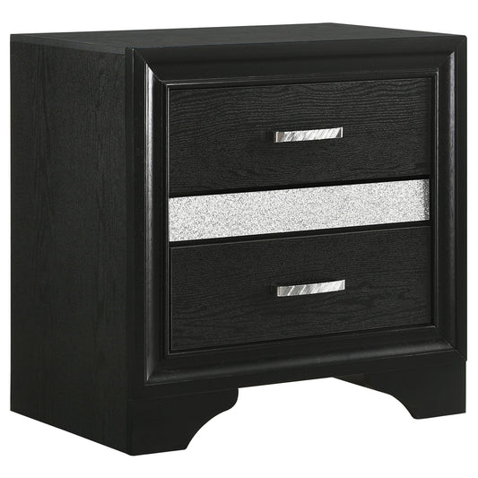 Transitional 2 Drawer Nightstand With Hidden Jewelry Tray