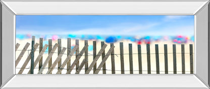 Beachscape Il By James Mcloughlin - Mirror Framed Print Wall Art - Light Blue