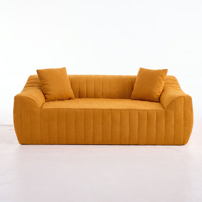 Oversized 2 Seater Loveseat With 2 Decor Throw Pillows, Deep Seat Sofa For Living Rooms