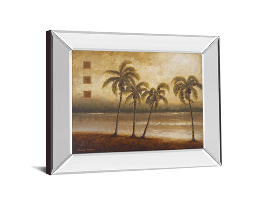 Tropical Escape I By Michael Marcon - Mirror Framed Print Wall Art - Light Brown