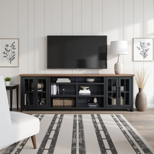 TV Stand Console For TVs Up To 100" - Black / Whiskey