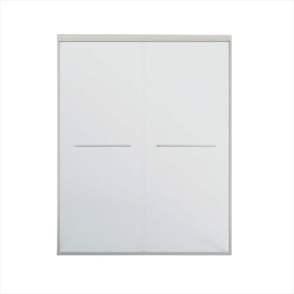 Double Sliding Shower Door, Semi-Frameless Bypass Bathroom Sliding Door With 1/4" (6 Mm) Tempered Glass For Walk-In Shower