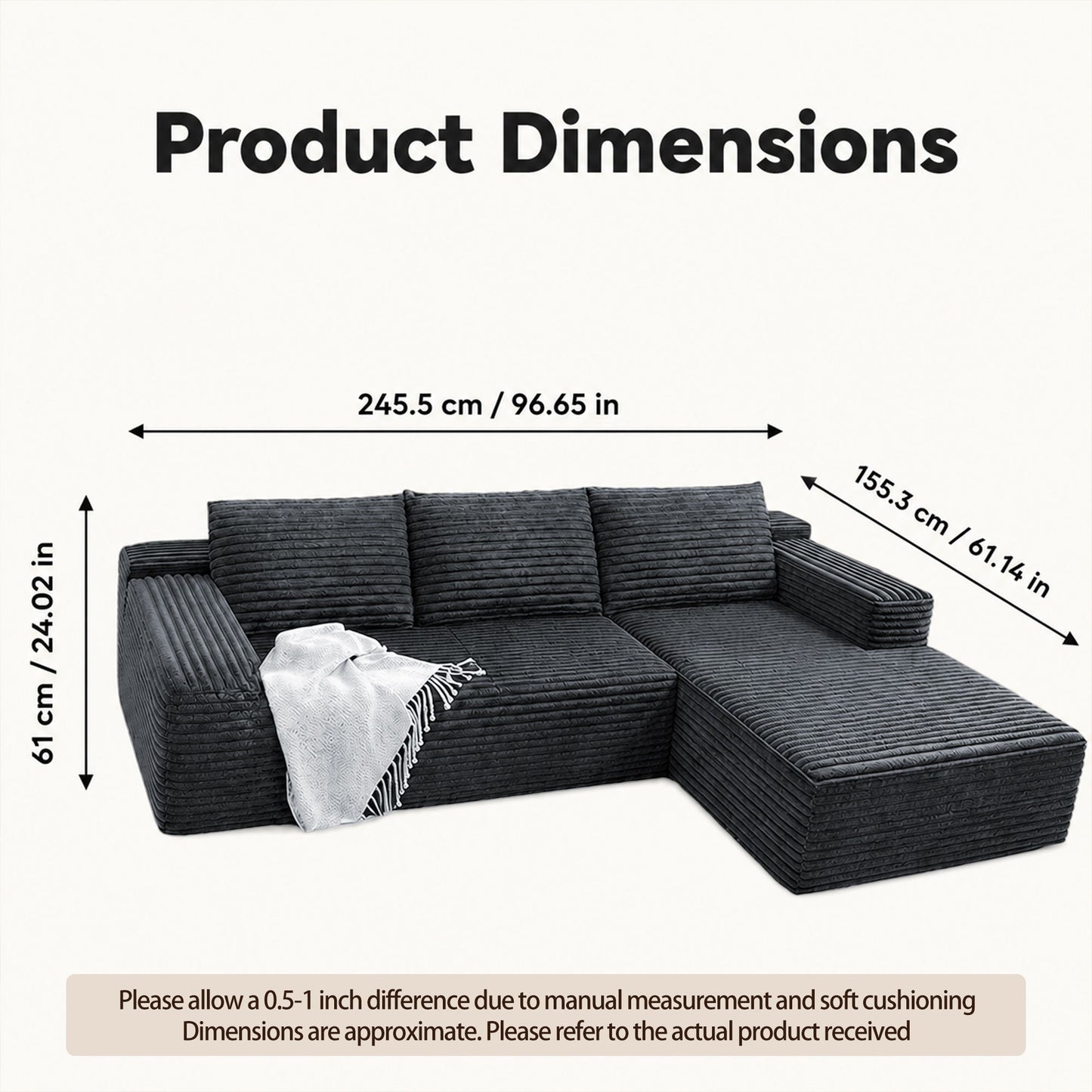 Modern L-Shaped Sectional Sofa With Left Facing Chaise