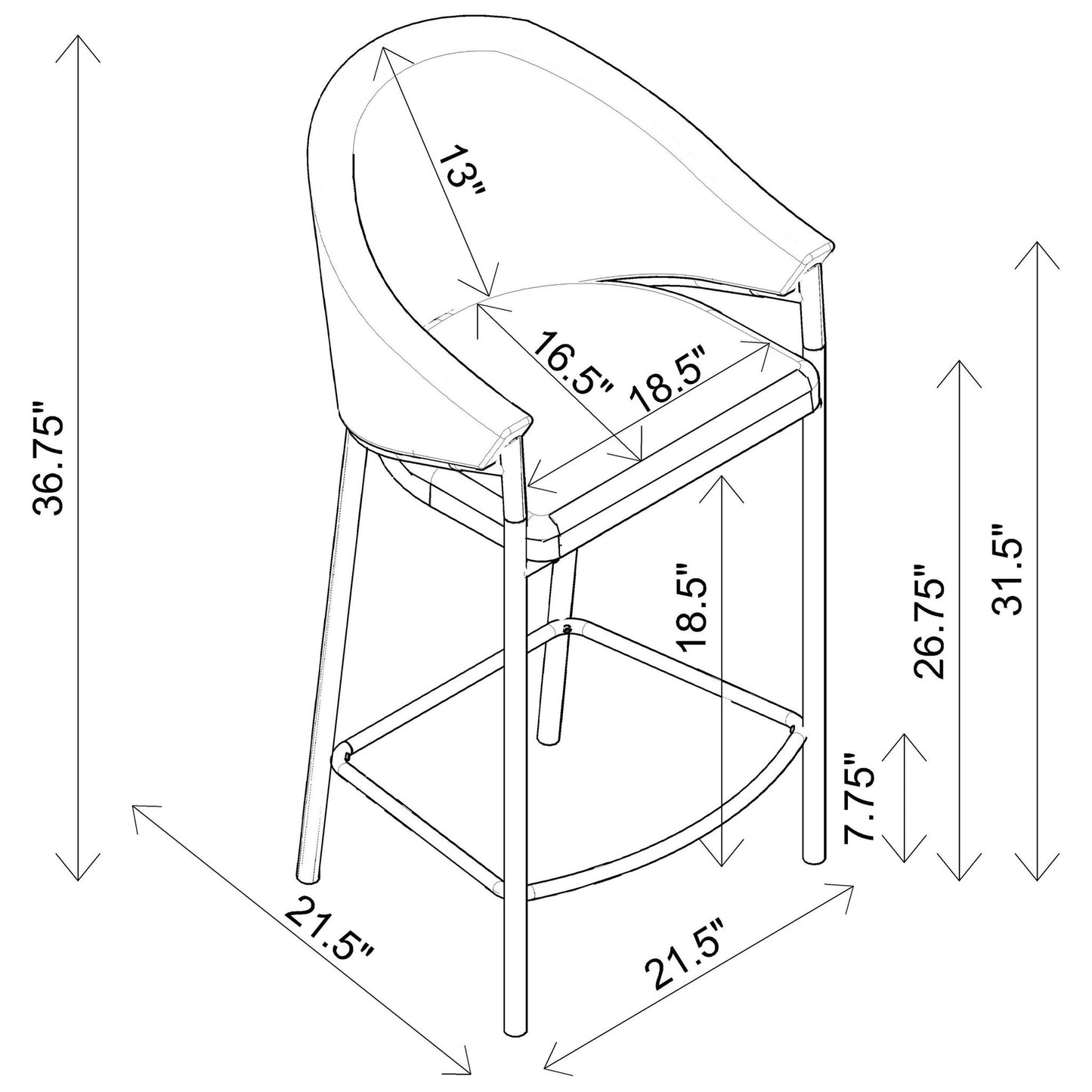 Sloped Arm Counter Stools (Set of 2) - Beige