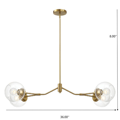 Jewel - 4 Lights Chandelier Ceiling Hanging Light Fixture - Clear / Gold