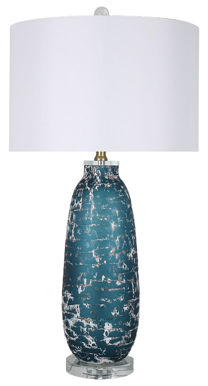 Tidal Patina - 29 X 15 - Art Glass Table Lamp (Set of 2) - Weathered Aqua Art, Clear Crystal