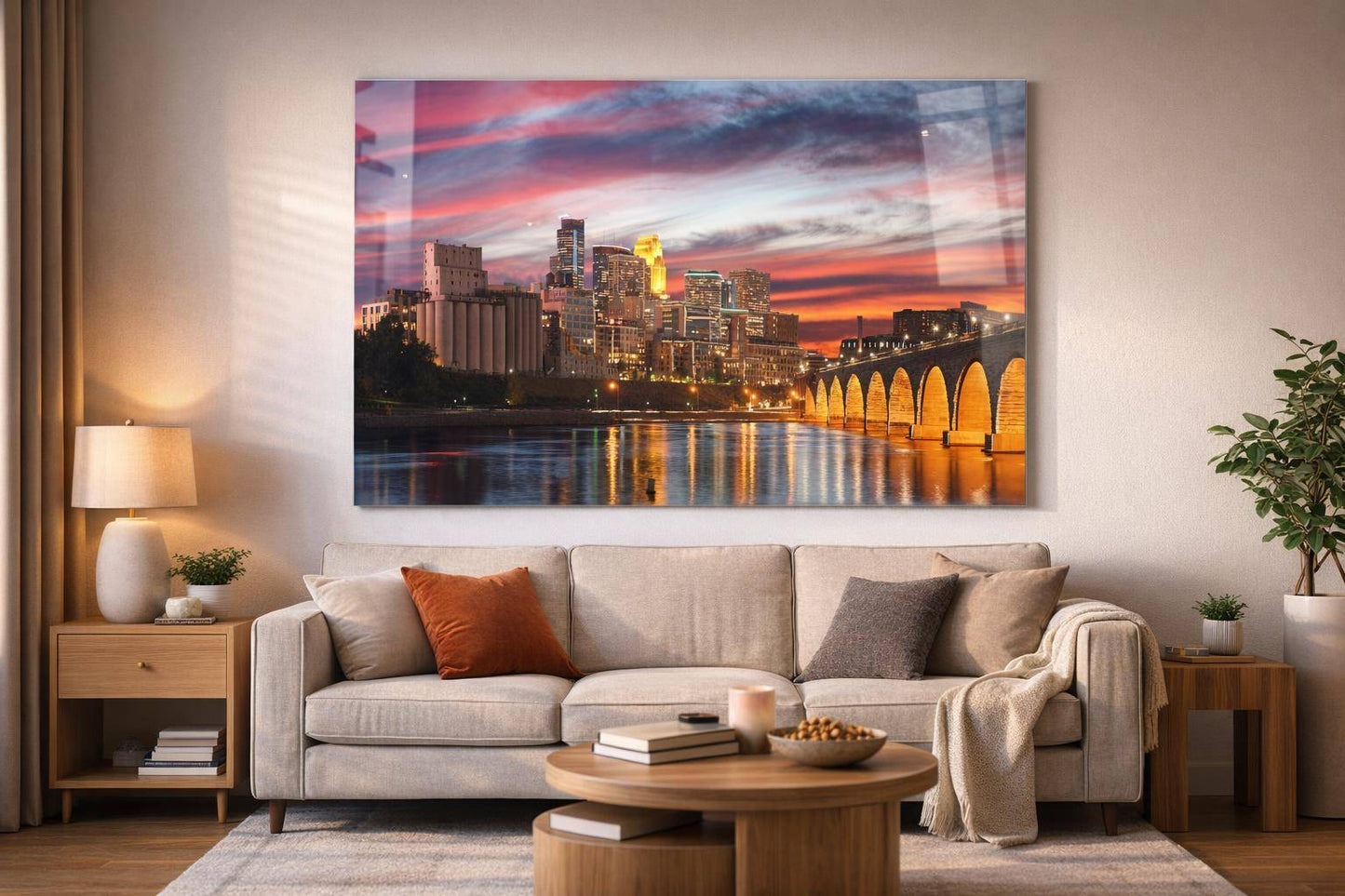 Minneapolis Cotton Candy Sky Tempered Glass With Foil - Pink / Orange