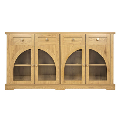 Sideboard Cabinet With 4 Drawers And 4 Arched Glass Doors