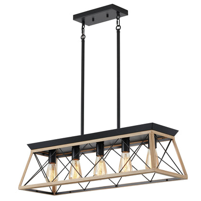 Chandelier Pendant Light For Dining Room Kitchen, 5 Light Fixture With Adjustable Height