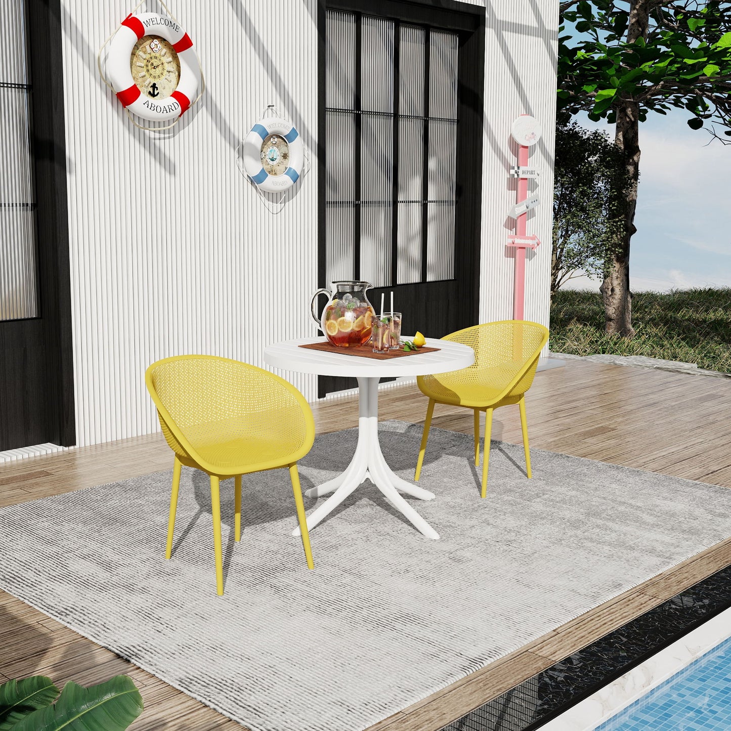 2 Piece Durable Single Chair With Hollow Out Design