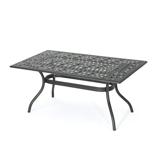 Enchantia - Outdoor Rectangular Dining Table With Weave Tabletop And Flared Legs - Copper