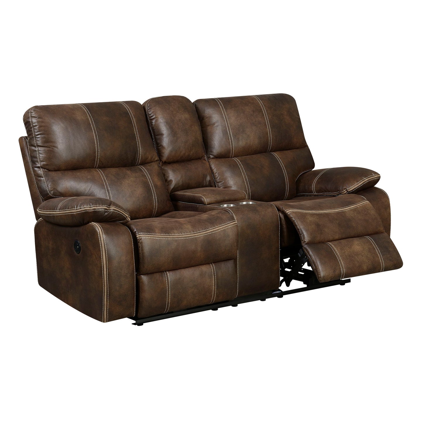 Power Reclining Loveseat - Brown - Fabric