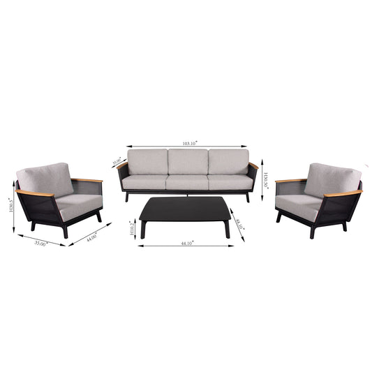 Sofa Set With Armrests - Black