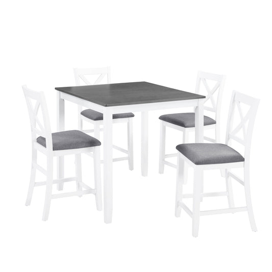 5 Piece Counter Height Dining Table Set With 4 Chairs