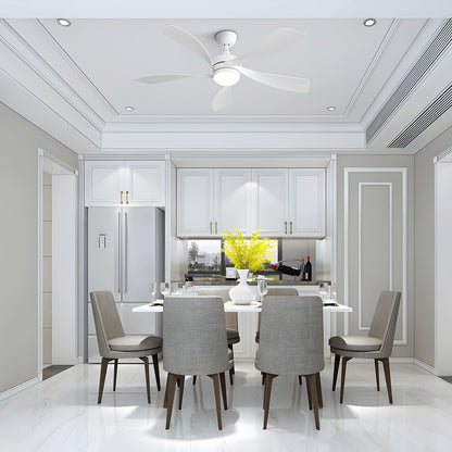 52" Ceiling Fan With 3 Color Dimmable LED Light, 5 Blades, Remote Control, Reversible DC Motor