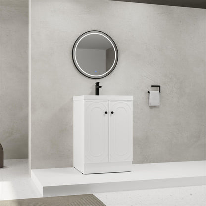 Contemporary Freestanding Bathroom Vanity With Resin Sink & Soft-Close Cabinet Doors