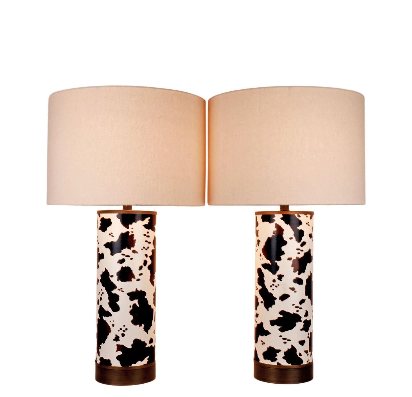 Painted Plains PU Leather & Metal Table Lamp (Set of 2) - Cowhide / Oil Rubbed Bronze
