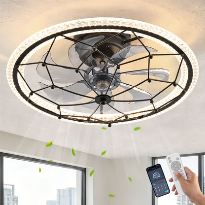 Ceiling Fan With Light And Remote Control, 6 Speeds, 3 Color Options - Matte Black