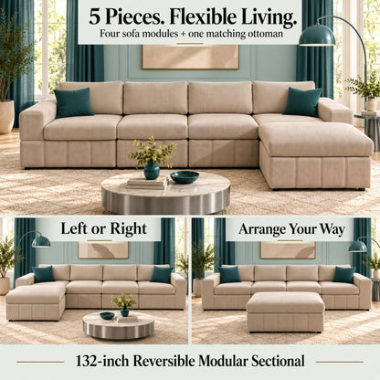Modular Sectional Sofa, Reversible Set