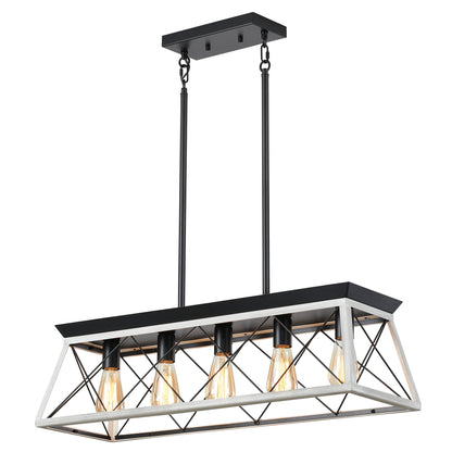 Chandelier Pendant Light For Dining Room Kitchen, 5 Light Fixture With Adjustable Height