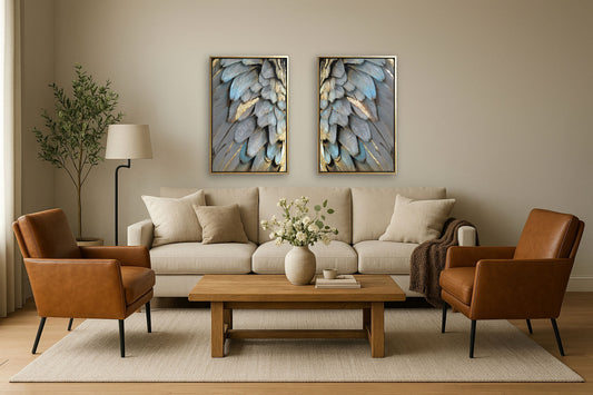 Hand Painted Textured Canvas in Frame - Pearl Silver