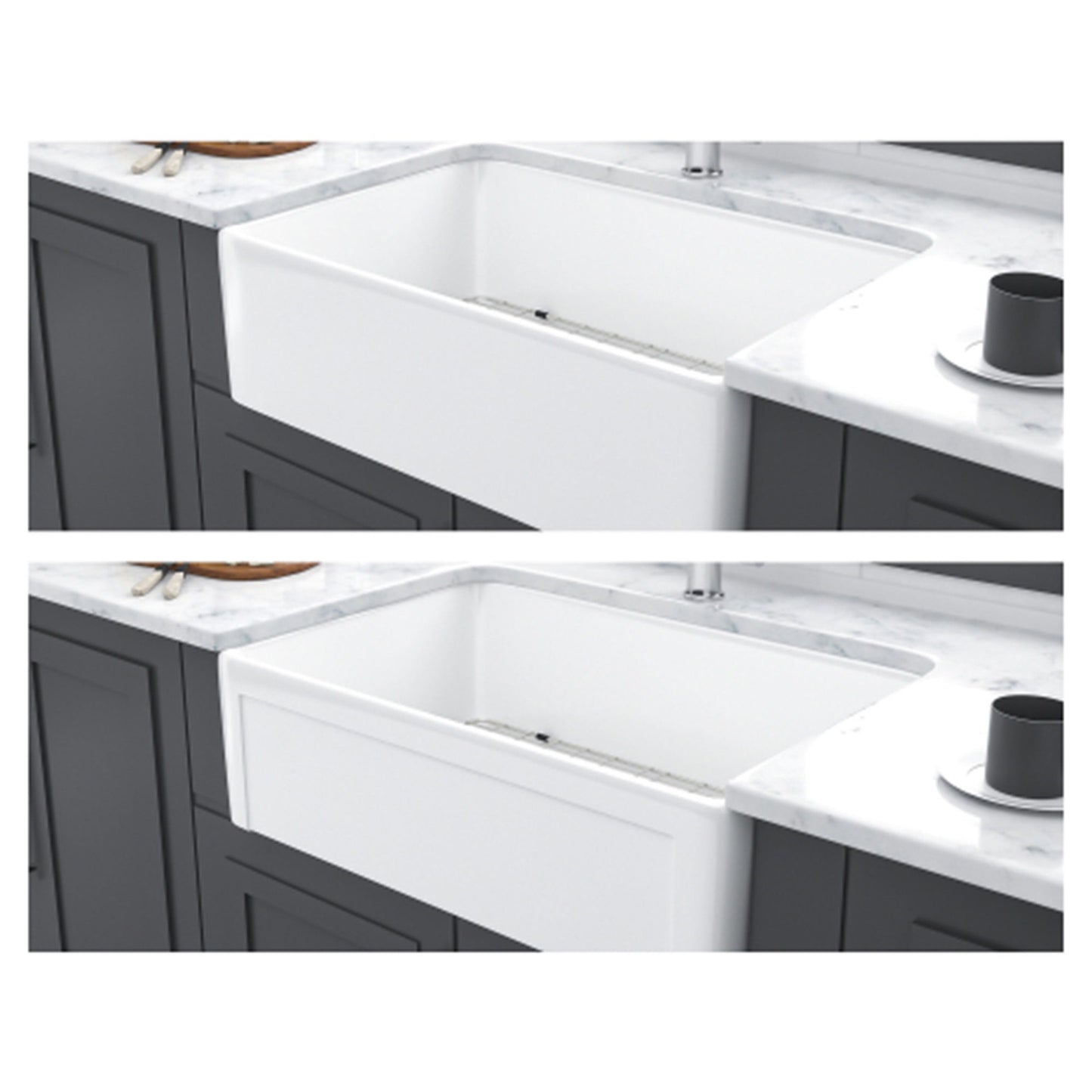 Apron Front Reversible Single Bowl Kitchen Sink & Grid And Strainer