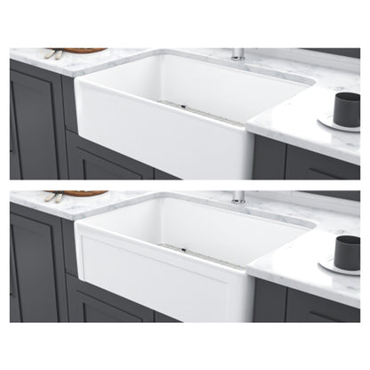 Apron Front Reversible Single Bowl Kitchen Sink & Grid And Strainer