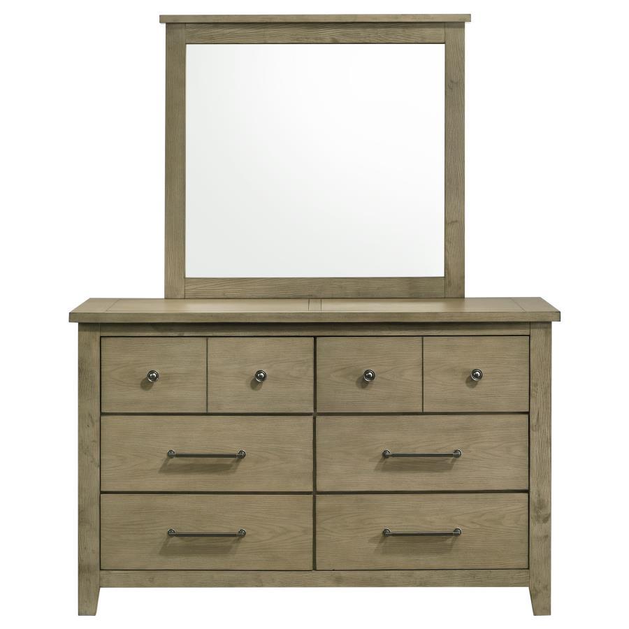 Hazlewood - 6-Drawer Bedroom Dresser With Mirror - Vineyard Oak