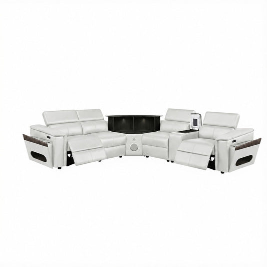 Nova - Sectional With Bluetooth Speaker, LED And Lifting Wine Cabinet