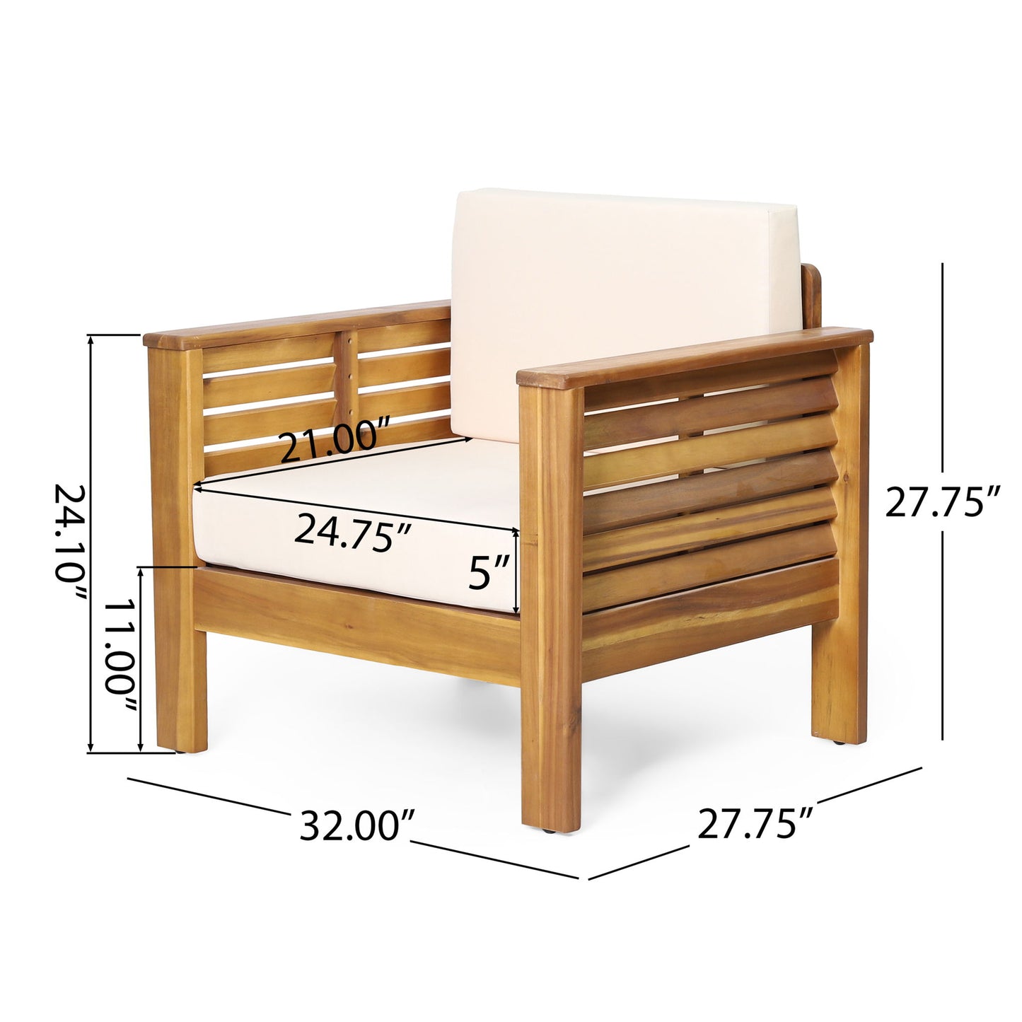 Slat Design Club Chairs With Cushions