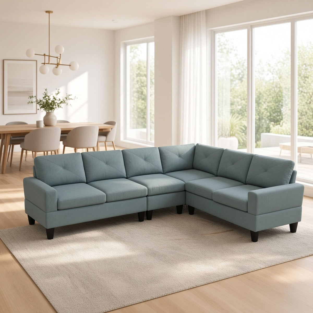 Modular L - Shaped Sectional Sofa 6 Seater 4 Piece Couch With Chaise