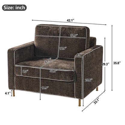 Accent Chair Upholstered Single Sofa With Square Arms, Sewn Pillow Back For Living Room