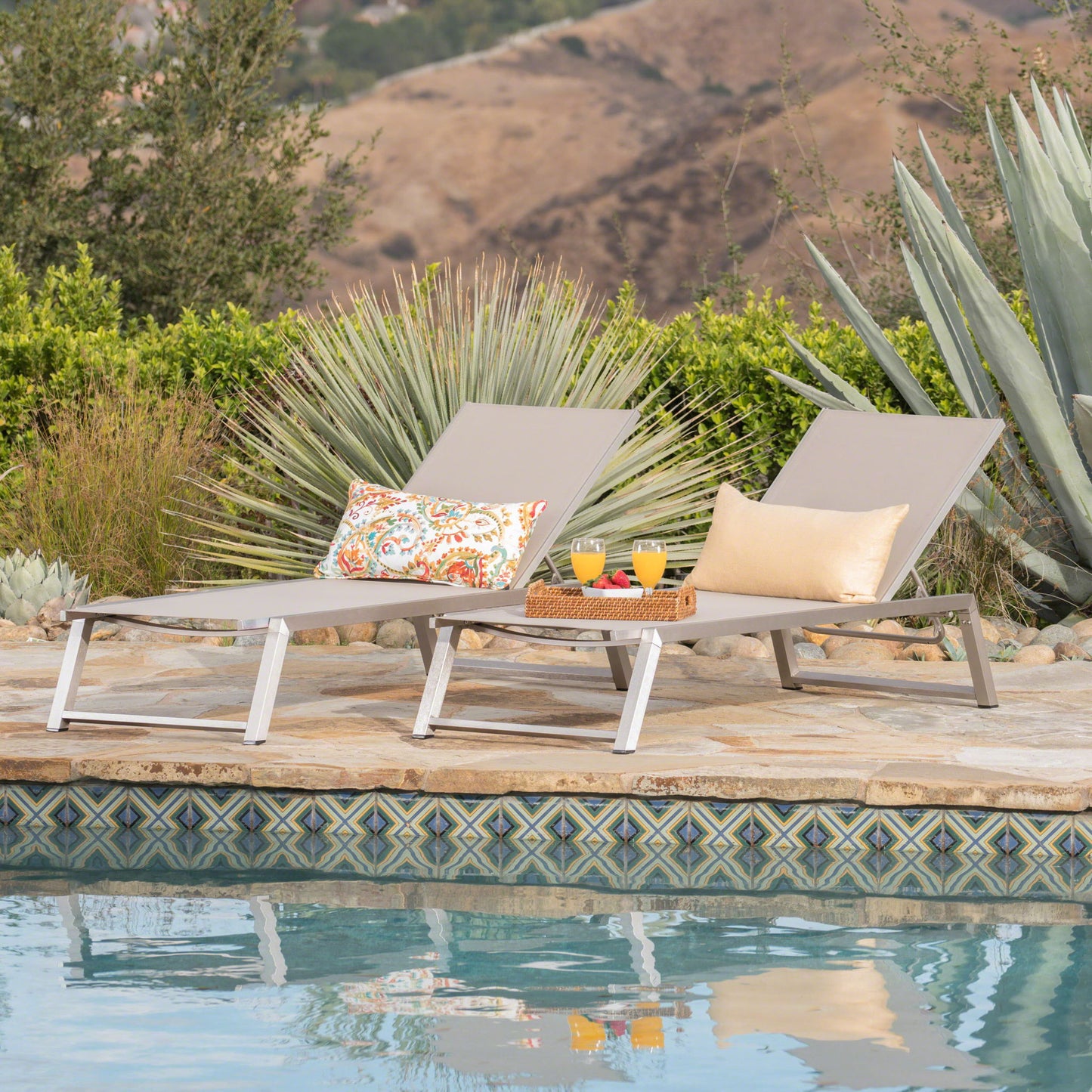 Myers - Modern Chaise Lounge Set With Adjustable Back