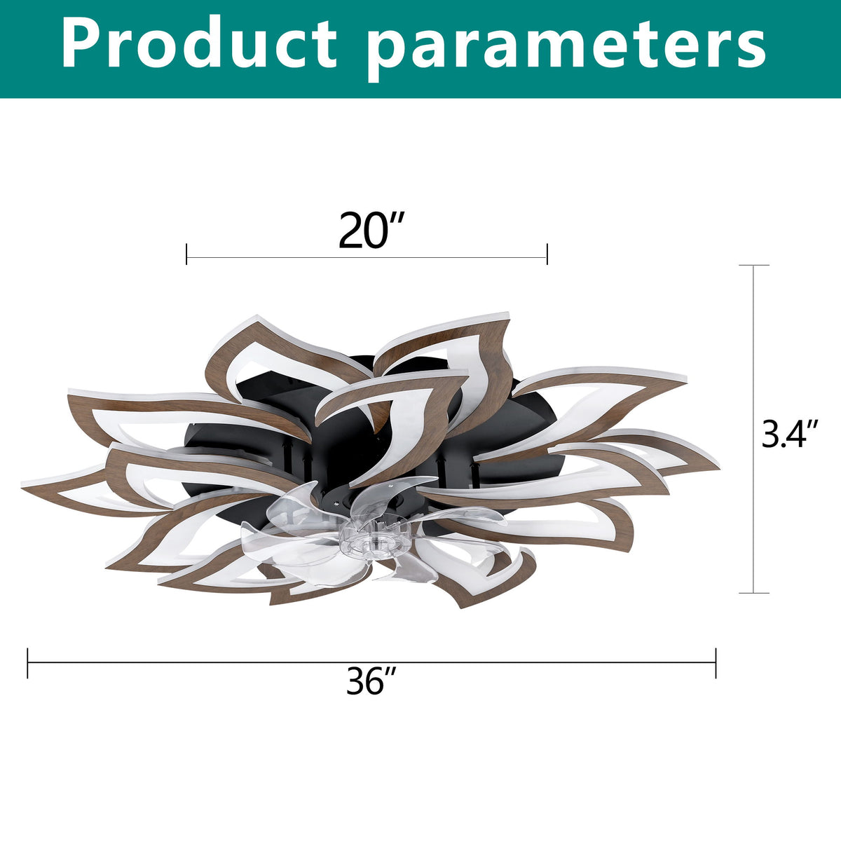 Ceiling Fan With Remote Control And Lights, 6 Speeds, 3 Color Temperatures, Low Profile Flush Mount
