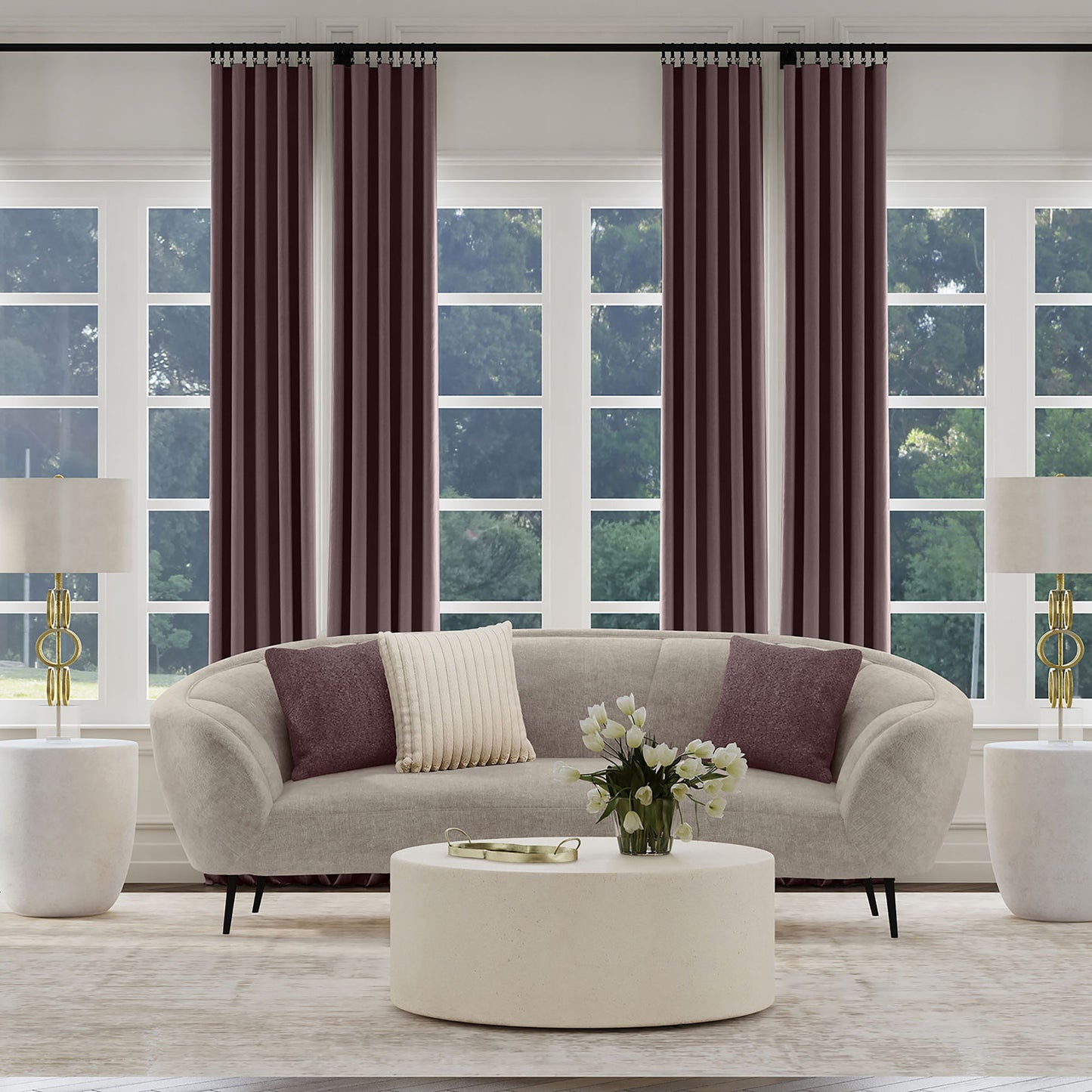 Aura - Upholstered Curved Sofa And Tapered Legs - Beige