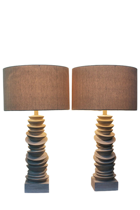 Sculpted Drift Resin Table Lamp (Set of 2) - Distessed White