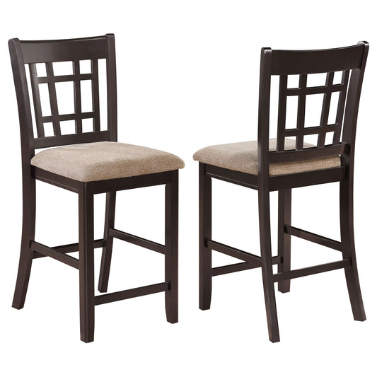 Lattice Back Counter Height Stools (Set of 2) - Brown
