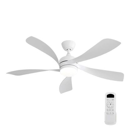 52" Ceiling Fan With 3 Color Dimmable LED Light, 5 Blades, Remote Control, Reversible DC Motor