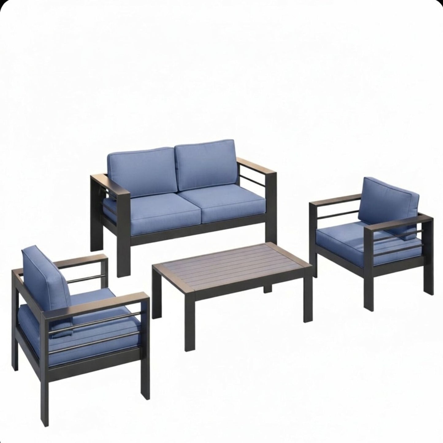 Outdoor Patio Set, All-Weather With Thick Cushions